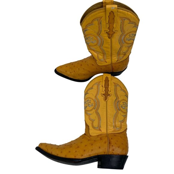 Unisex Ostrich Leather Cowboy Boots 24 1/2 Mex 7.5 W US 6 M US Rodeo Bravo - Picture 7 of 12